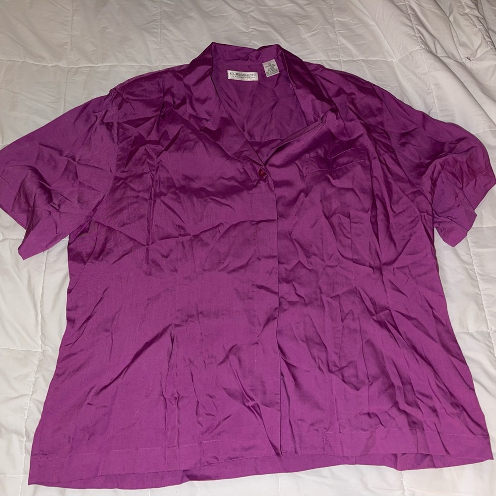 Vintage Purple Elisabeth by Liz Claiborne Plus Size Short Sleeve Blouse Size 20